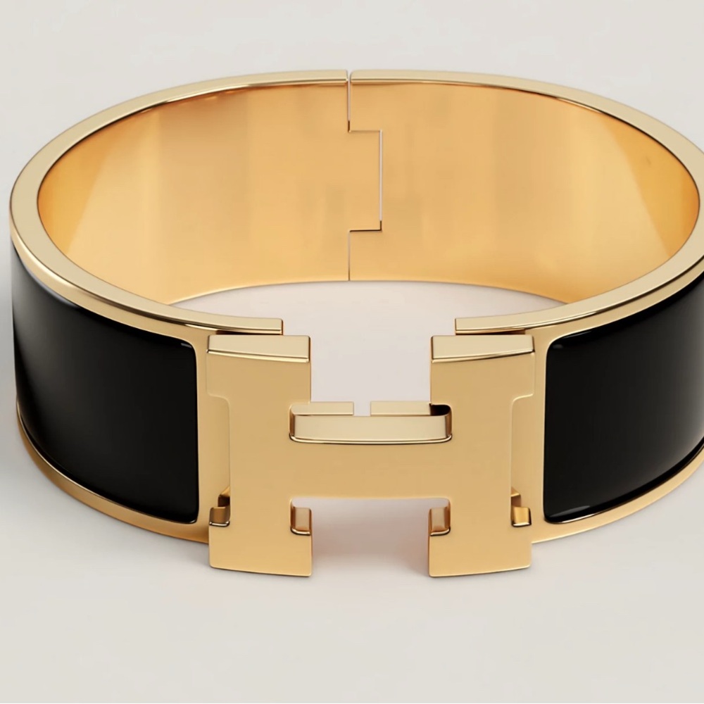 Hermes Black and Gold Bracelet